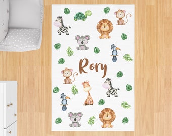 Jungle Animals Rugs, Scandinavian Style, Nursery Room Rugs, Matching Rugs, Baby Room Rugs, Rugs for Baby Girl, Rugs for Baby Boy