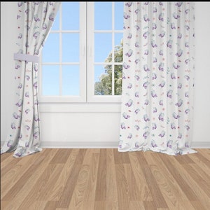 Tende per la cameretta delle farfalle, Tende per finestre, Tende per la camera da letto, Tende oscuranti, Tende oscuranti per la cameretta dei bambini, Tessuto tagliato su misura, Tende personalizzate