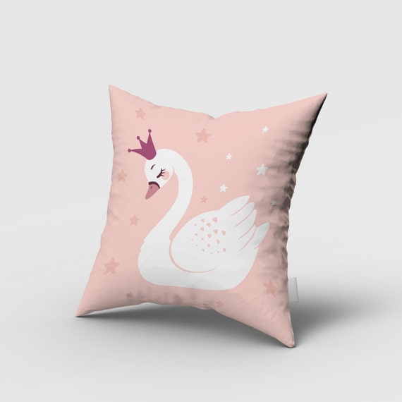 Baby Swan Pillow Cover, Nursery Room Pillow Cover, Cushion Cover