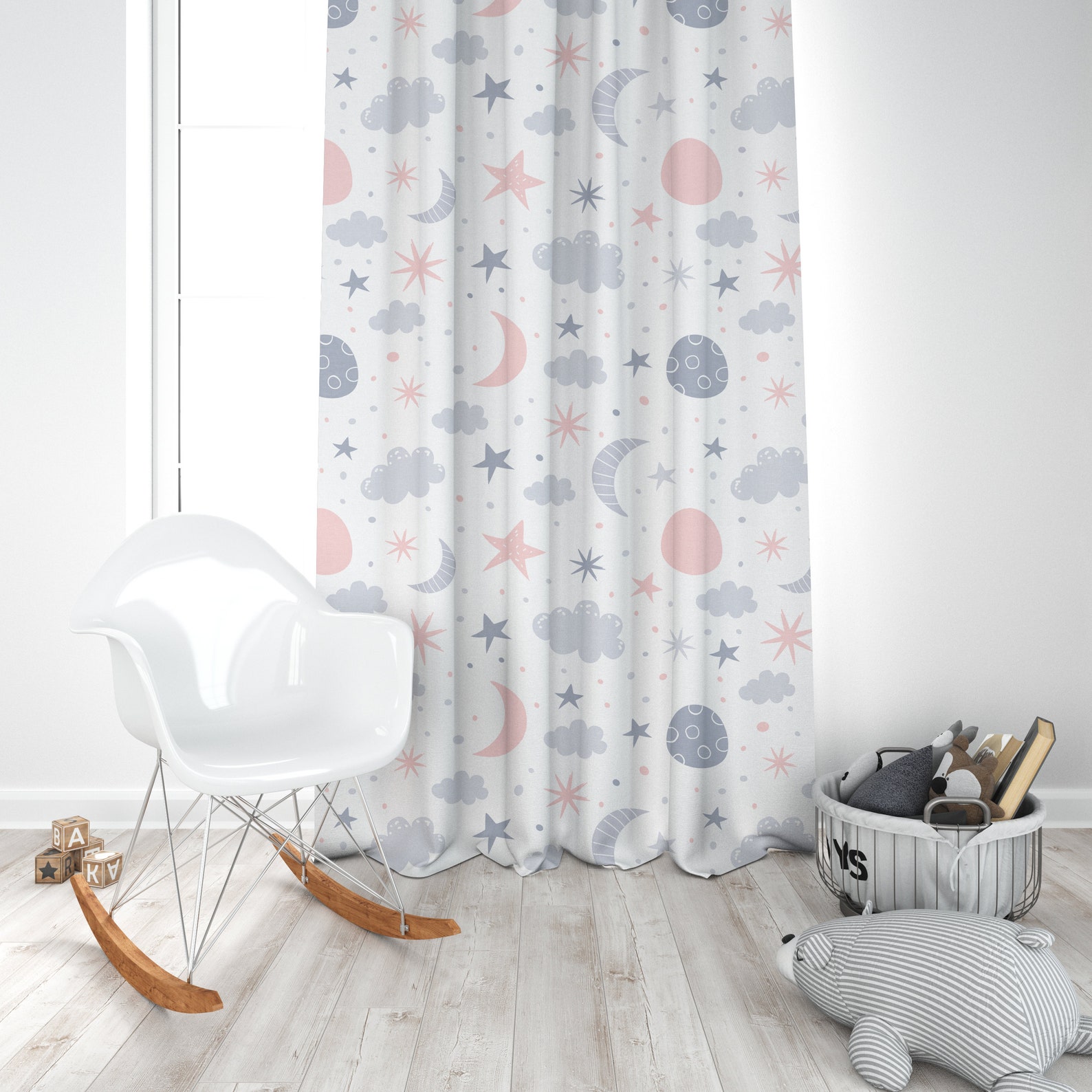 Soft Stars Clouds Elegant Nursery Curtains Nursery Room Etsy