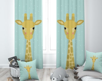 Giraffe Curtains, Safari Animals, Curtains for Baby Room, Nursery Curtains, Window Curtains, Baby Curtains, Curtains for Baby Boy