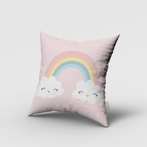 Rainbow, Clouds Pillow Cover, Nursery Room Pillow Cover, Cushion Cover, Custom Pillow Case, Baby Room Pillow Cover, Kids Pillow