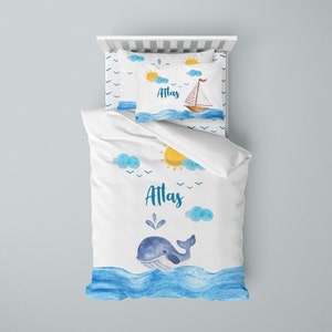 Baby Whale Custom Bedding, Baby Bedding, Baby Sheets, Custom Crib Bedding, Kids Bedding, Animal Print Bedding, Nursery Bedding