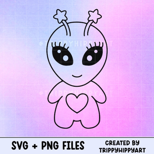 Cute Alien SVG + PNG File • Heart