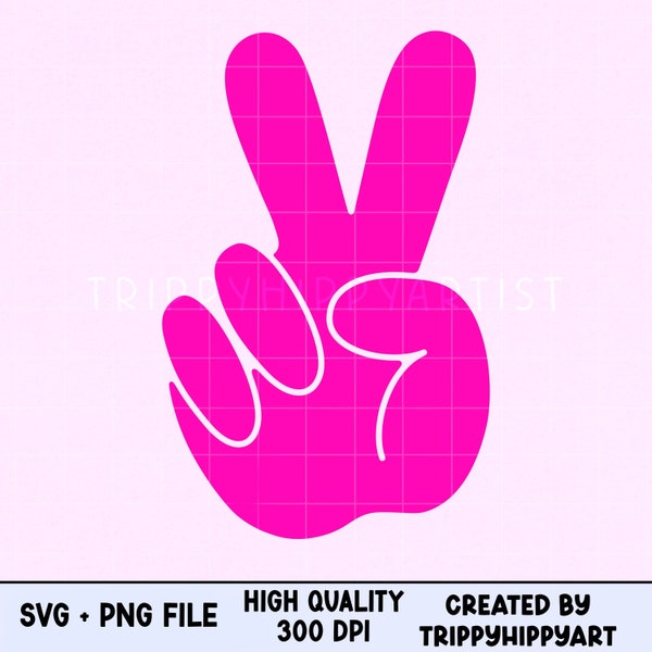 Peace Sign SVG + PNG File • Hand - Pink Preppy