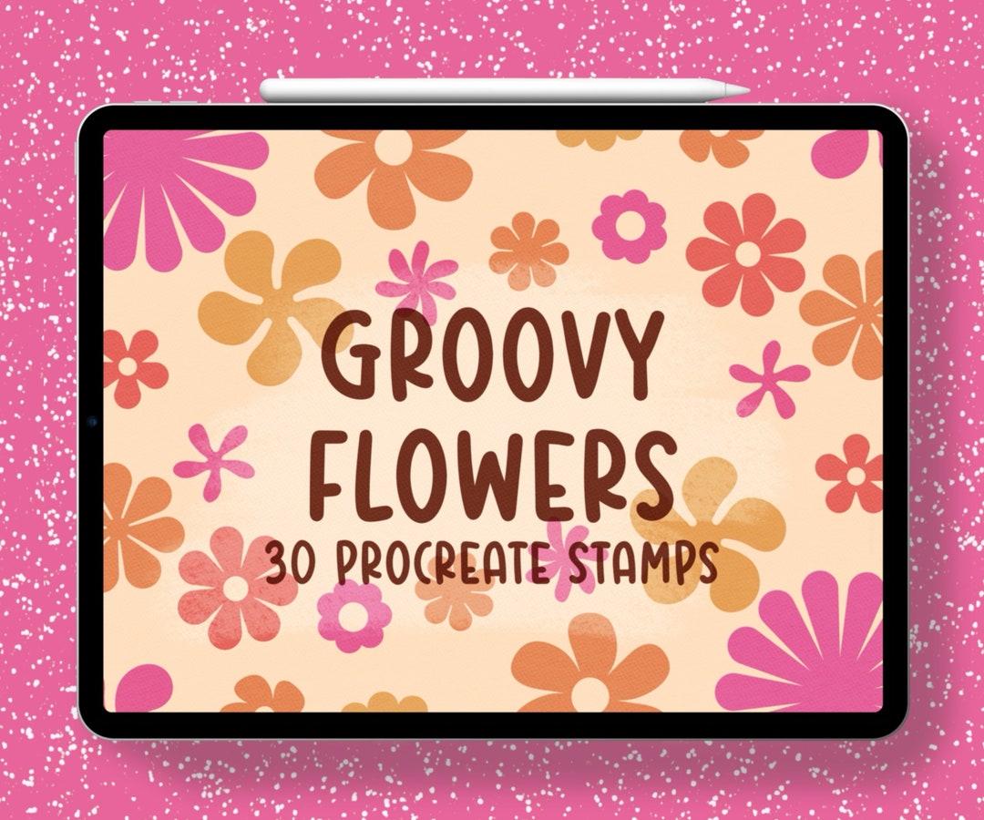 Groovy Flowers • Procreate Stamp Set • Set of 30 Digital Art Brushes - Etsy