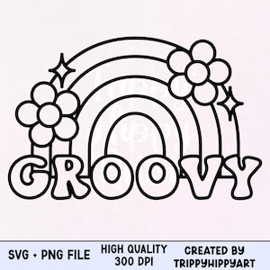 Groovy Rainbow SVG - PNG | Retro - 1970s
