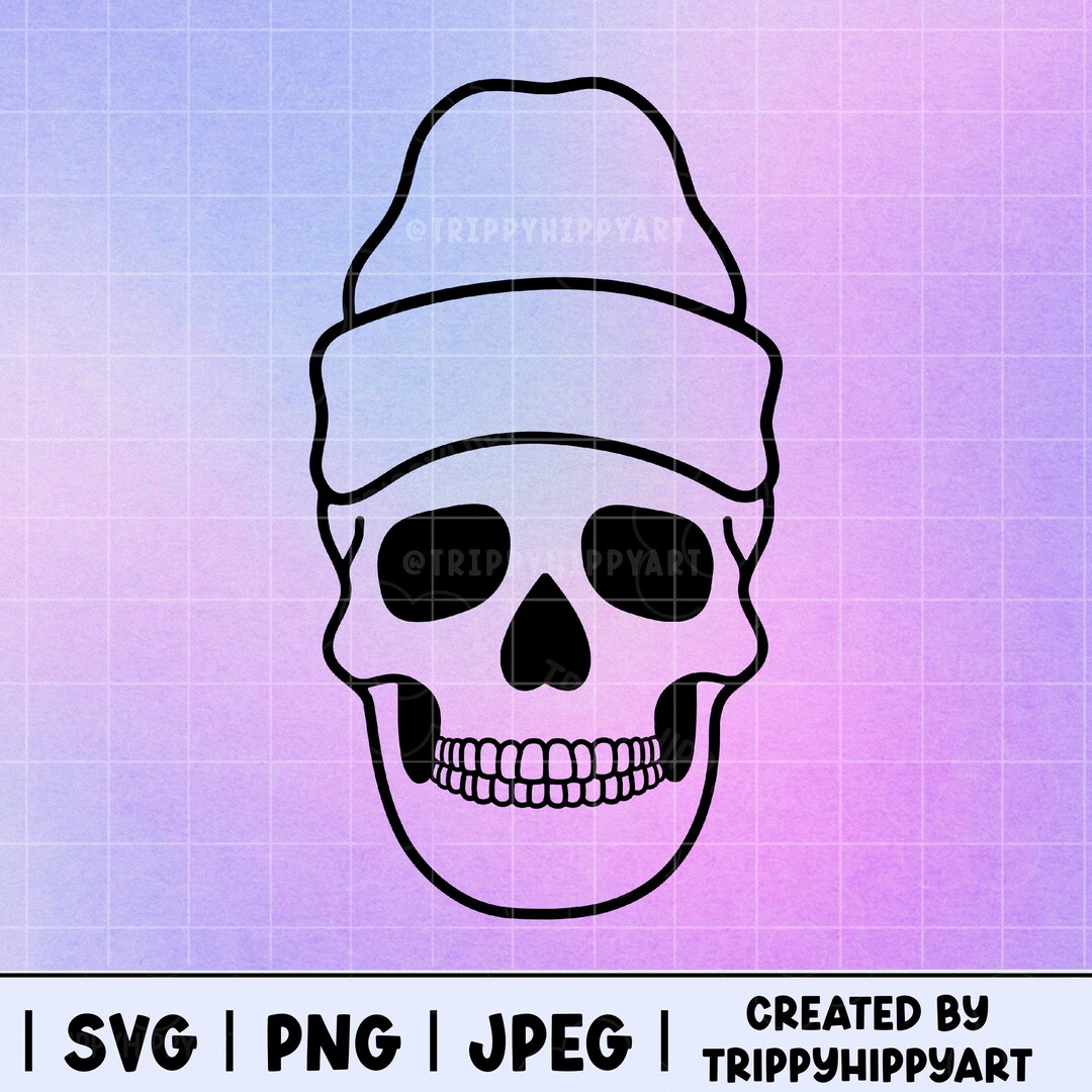 Skull With Beanie SVG PNG Files Etsy