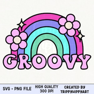 Groovy Rainbow SVG - PNG | Retro - 1970s