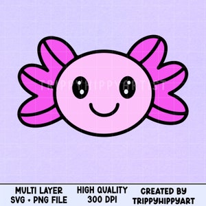 Axolotl SVG • Archivo PNG • Kawaii - Multicapa