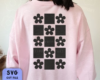 Fleurs à carreaux SVG + fichier PNG • Modèle