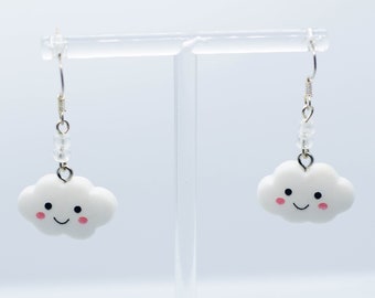 Beaded Cloud Earrings - Cute, Kawaii, Jewelry for her, Gift for girlfriend