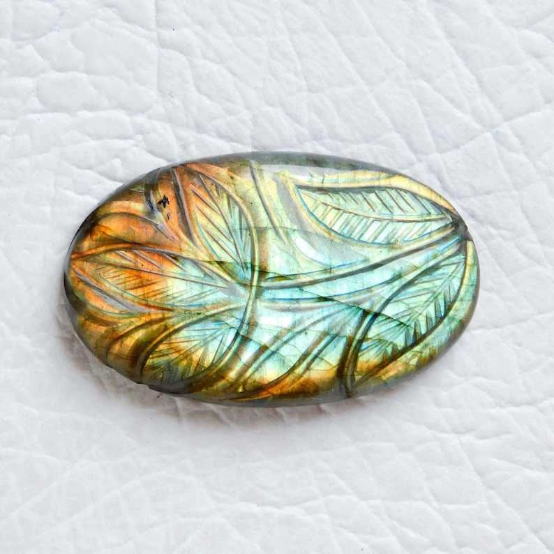 Stunning Natural Blue Fire Labradorite Carving oval Shape Hand Carved Labradorite Gemstone Carving Gemstone Collectible