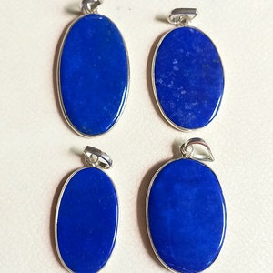 Natural Lapis Lazuli Silver Pendant: 925 Sterling Silver Inlay Jewelry