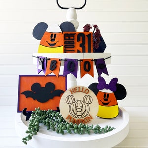 Cute Candy Corn Halloween Decor | Disney Kitchen Decor | Tier Tray Sign | Small Wooden Disney Sign | Farmhouse Style | Hello Pumpkin