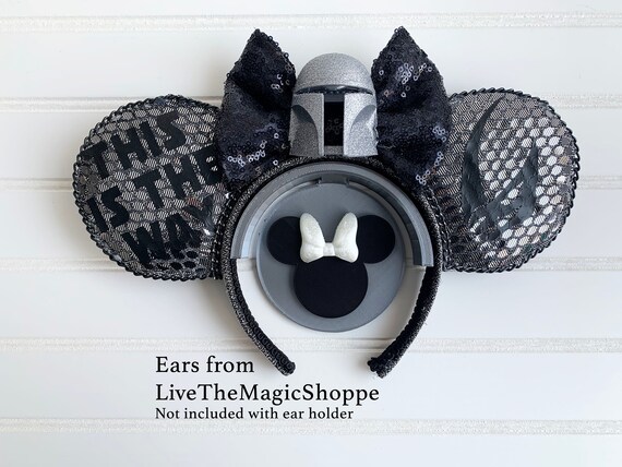 Wall Display for Minnie Ears-Double Row (Black Velvet & Black Wooden Base) Disney Inspired Mouse Ears Frame With Holder for Ears  main image 4