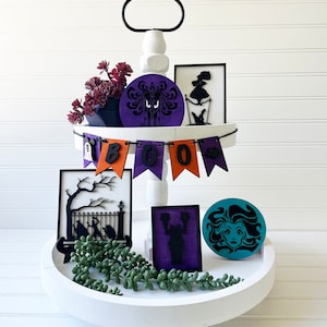 Decorazione di Halloween per la casa dei fantasmi, decorazione per cucina Disney, targa su vassoio, piccola targa Disney in legno, stile fattoria
