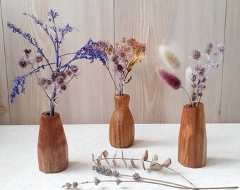 Mini Vase or Stand for Artificial Flowers, Wooden flower vase, Natural Wood, Home, Office Decor