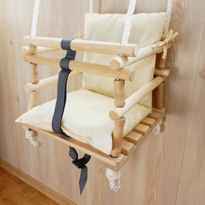Baby Wooden Swing - Toddler Swing - Baby Swing - Solid Wood Swing for Indoor or Outdoor Garden