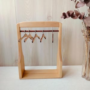 Handmade Wooden Doll Clothes Hanger Rack: Miniature Dollhouse Furniture