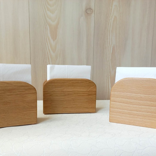 Wooden Napkin Holder, Oak Wood Handmade Holder for Kitchen Home Décor Mother's Day Present