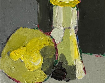 Stillleben 4-1, Öl auf Leinwandkarton, moderne Kunst, abstrakt, Unikat, B 20 cm x H 20 cm x T 0,5 cm