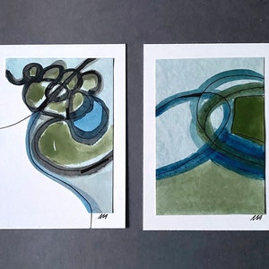 2 Grußkarten, Minikunst, Unikate, handgemalt | 2 Grußkarten, Mini Art, Unikate, selbst gemalt