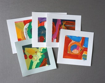 5 greeting cards folded with envelope, unique items, self-painted | 5 Grußkarten gefaltet mit Umschlag, Unikate, selbst gemalt