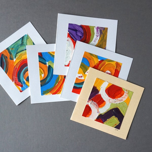 5 greeting cards folded with envelope, unique items, self-painted | 5 Grußkarten gefaltet mit Umschlag, Unikate, selbst gemalt