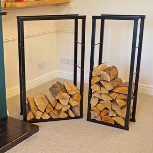 Speedwellstar Firewood Log Rack Store 100 x 40 cm and 100 x 60 cm Storage Large Small Metal Stand Tall Steel Black Inside & Outside