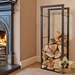 Speedwellstar Firewood Log Rack Store 100 x 40 cm and 100 x 60 cm Storage Large Small Metal Shelf Stand Tall Steel Black Inside & Outside