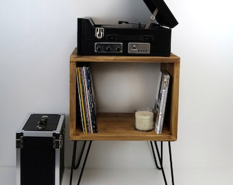 Westerton Rustic Record Unit Box - Record storage - Record Player Stand Entertainment Unit with Hairpin Legs