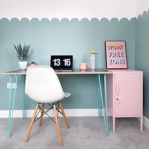 White Birch Plywood Desk Top with Hairpin Legs Minimalist Scandinavian