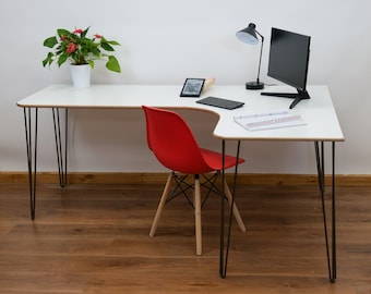 Minimalist Scandinavian Corner Desk Birch Plywood