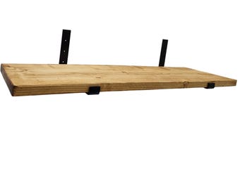 Rustic Shelf Reclaimed Style | Black Lip Up Brackets | 30cm Deep