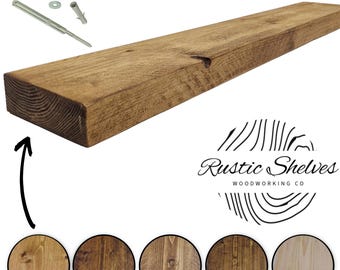 Rustic Chunky Floating Shelf With Concealed Brackets 15cm