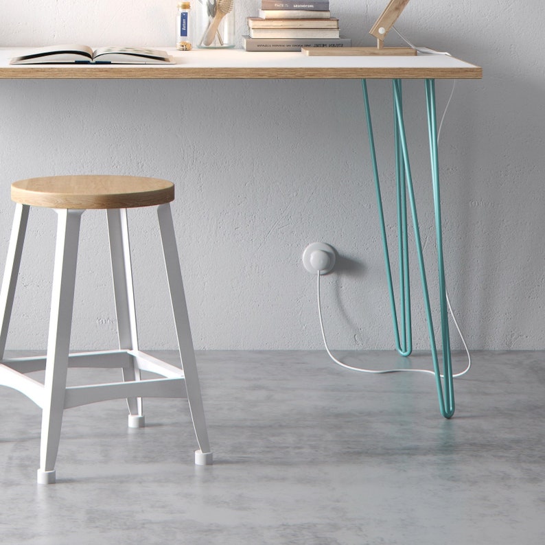 Minimalist Scandinavian Birch Plywood Desk With Hairpin Legs Etsy UK