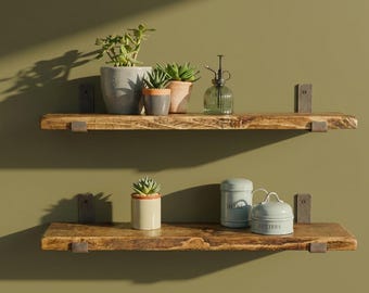 22CM Scaffold Board Shelf Reclaimed Recycled with Lip up Brackets