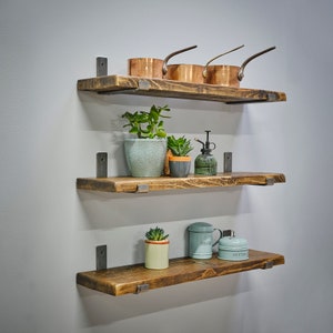 Westerton Scaffold Board Shelf Reclaimed Recycled with Lip up brackets