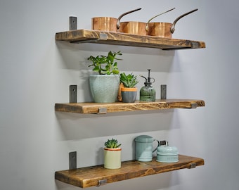 Westerton Scaffold Board Shelf Reclaimed Recycled with Lip up brackets