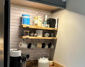 Rustic Scaffold Board Shelf | With Lip up brackets | Fast Dispatch!