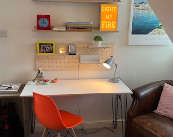 White Birch Plywood Desk Top with Hairpin Legs Minimalist Scandinavian