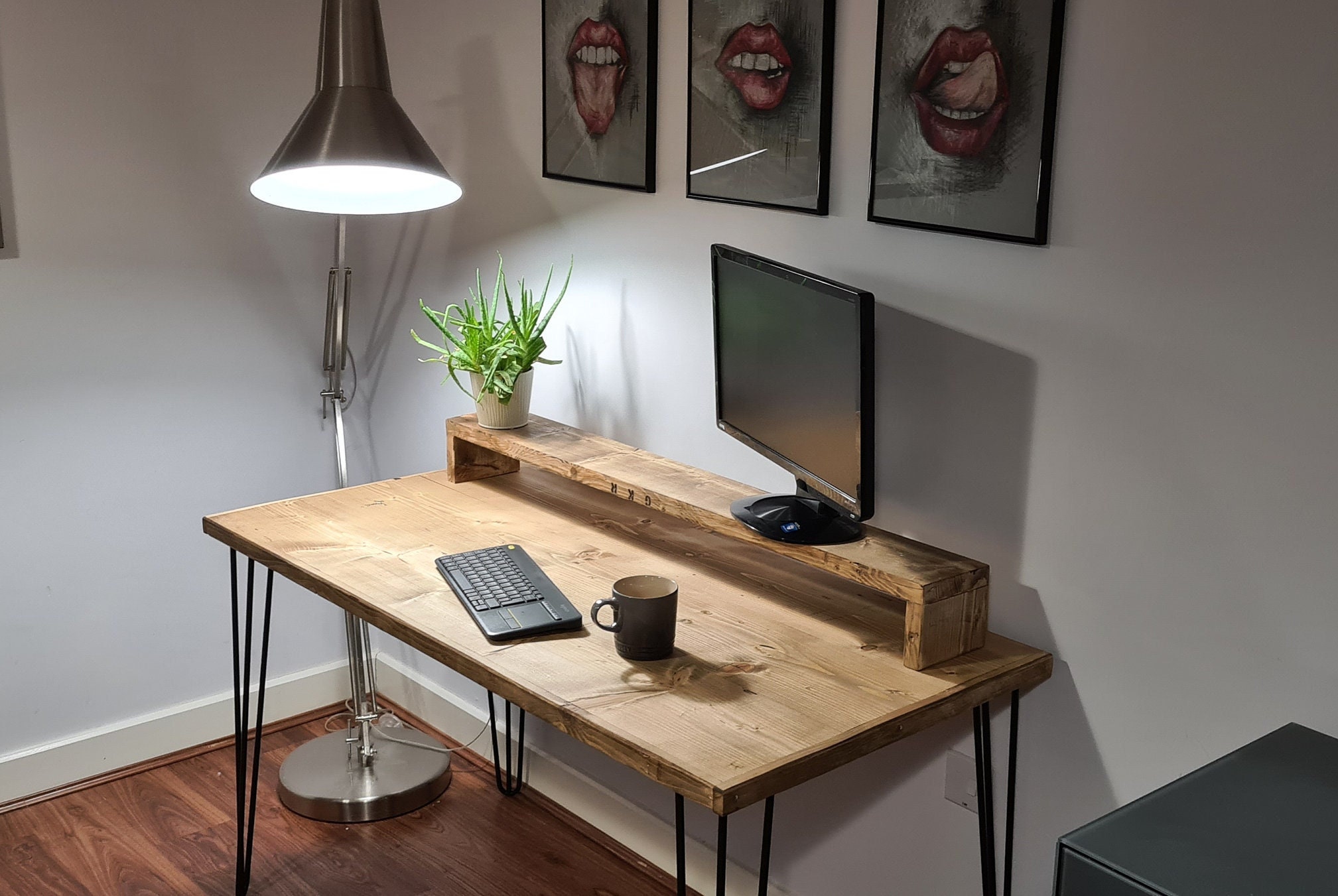 The GG Gaming Desk Rustic Meets Industrial, Solid Wood, Heavy Duty