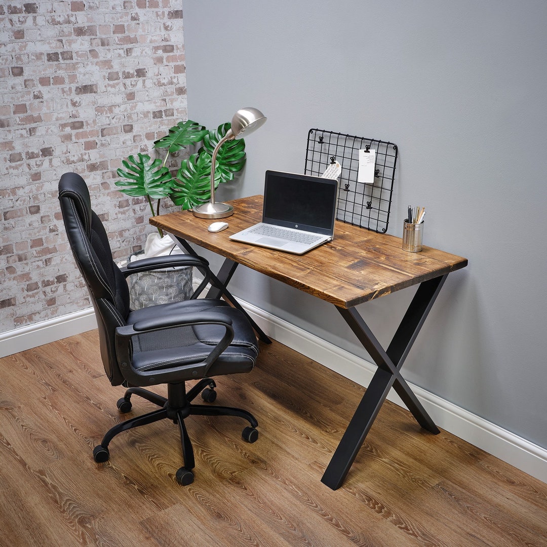 Bimossa Somas Oak & Terracotta Writing Desk, Modern Home Office, Study Or Computer Desk With Raised Edges For Students & Kids Room