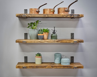 Westerton Scaffold Board Shelf Reclaimed Recycled with Lip up brackets