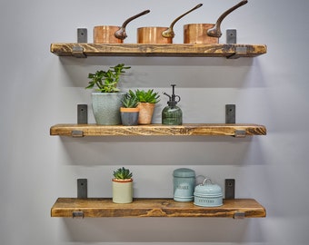 Westerton Rustic Scaffold Board Shelf Reclaimed Recycled with Lip up brackets