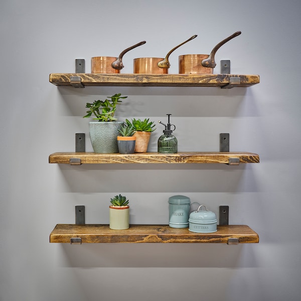 Westerton Scaffold Board Shelf Reclaimed Recycled with Lip up brackets