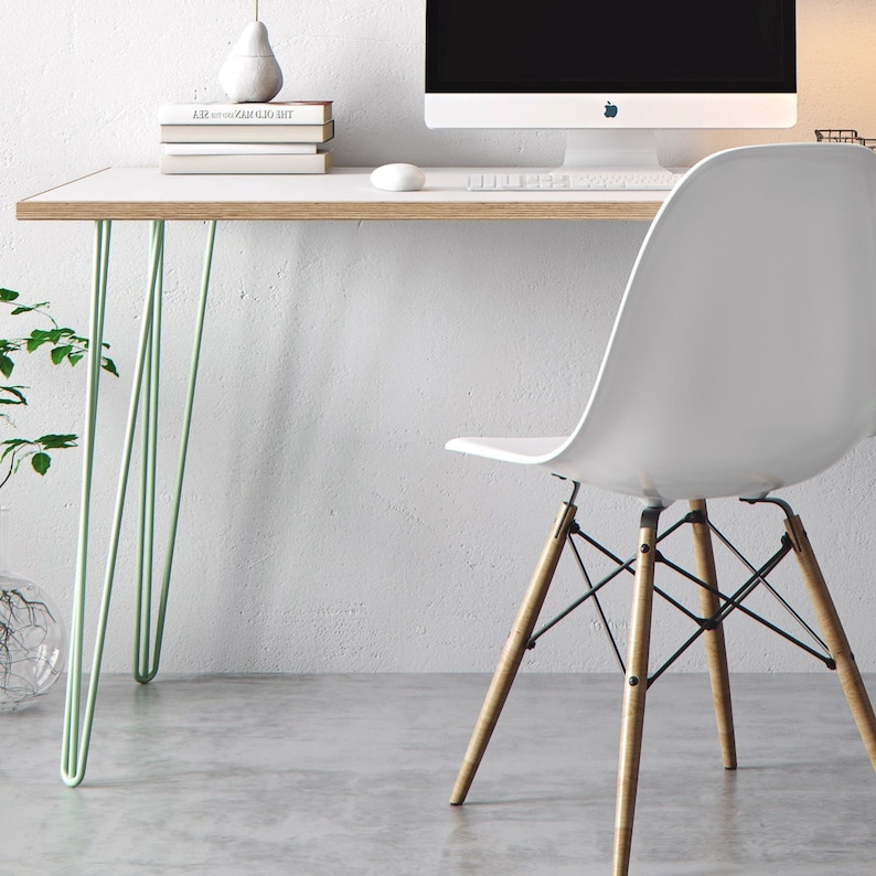 Minimalist Scandinavian Birch Plywood Desk With Hairpin Legs Etsy UK