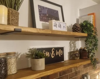 Rustic Scaffold Board Shelf | With Lip up brackets | Fast Dispatch!