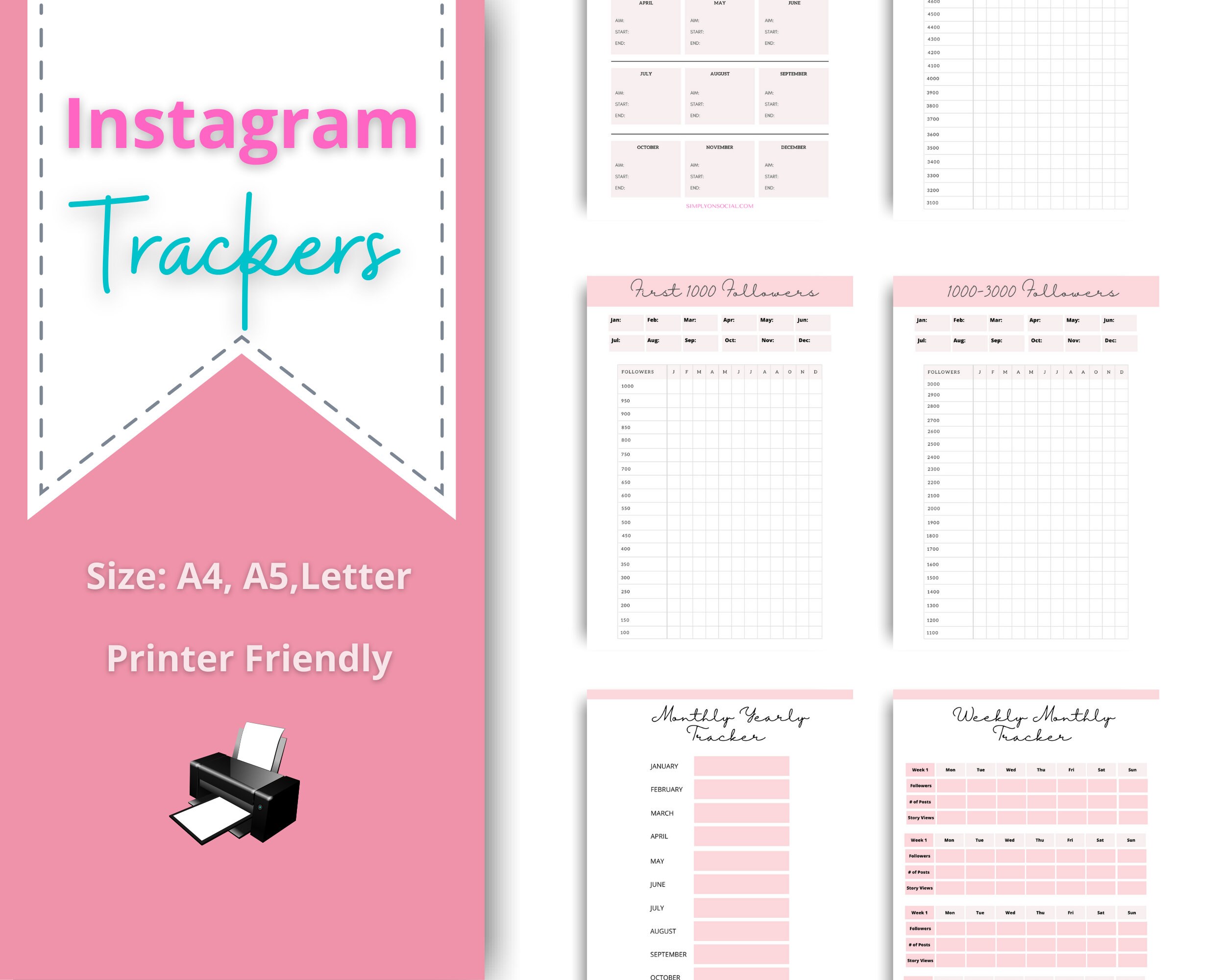 Instagram Trackers Weekly Monthly Yearly IG Trackers Etsy UK